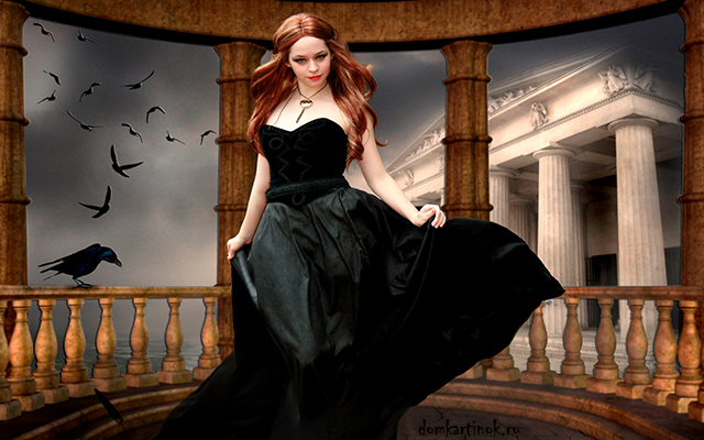 Девушка в чёрном платье Картинки, рисунки
