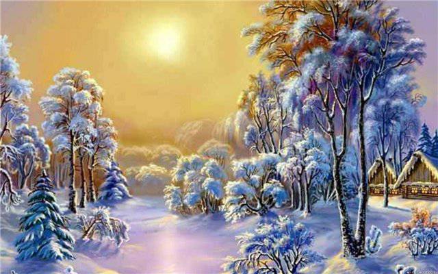 Пейзаж зимой Картинки, рисунки