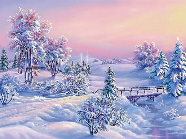 Пейзаж зимой Картинки, рисунки